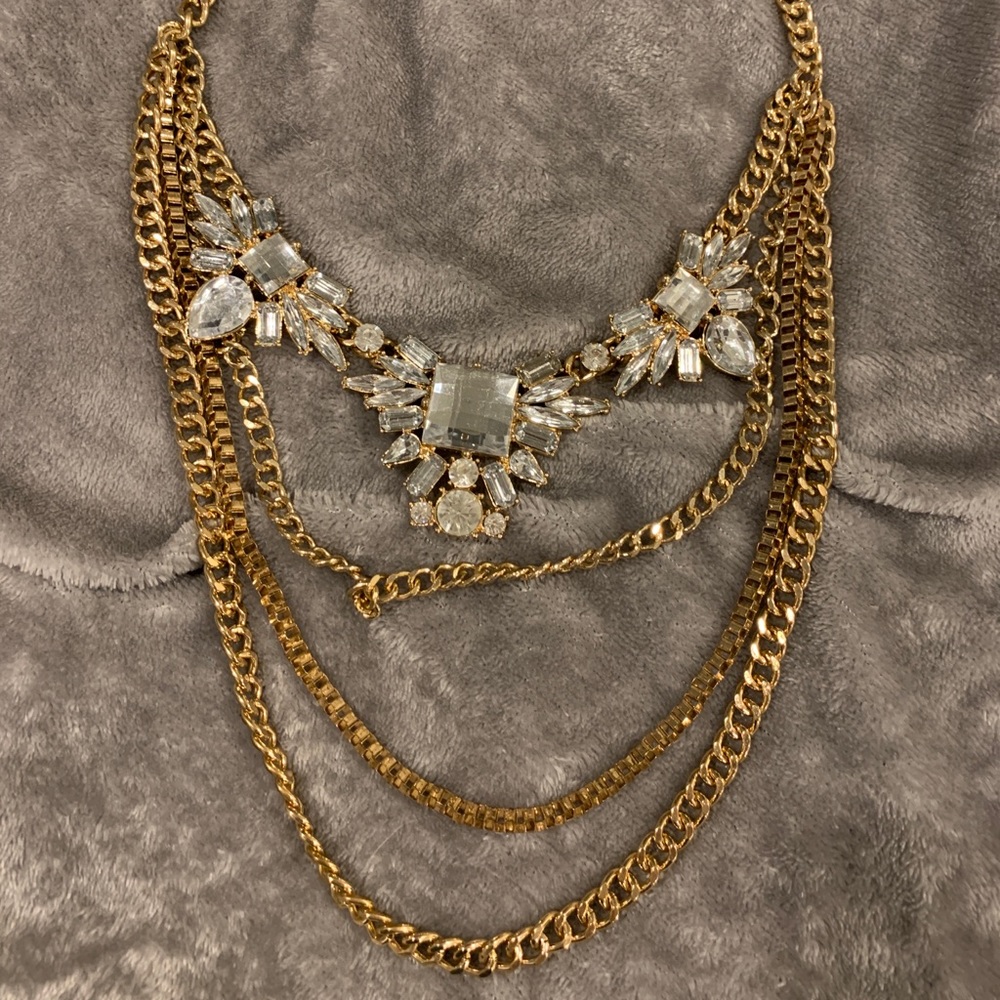 Statement Necklace with Crystal Gems